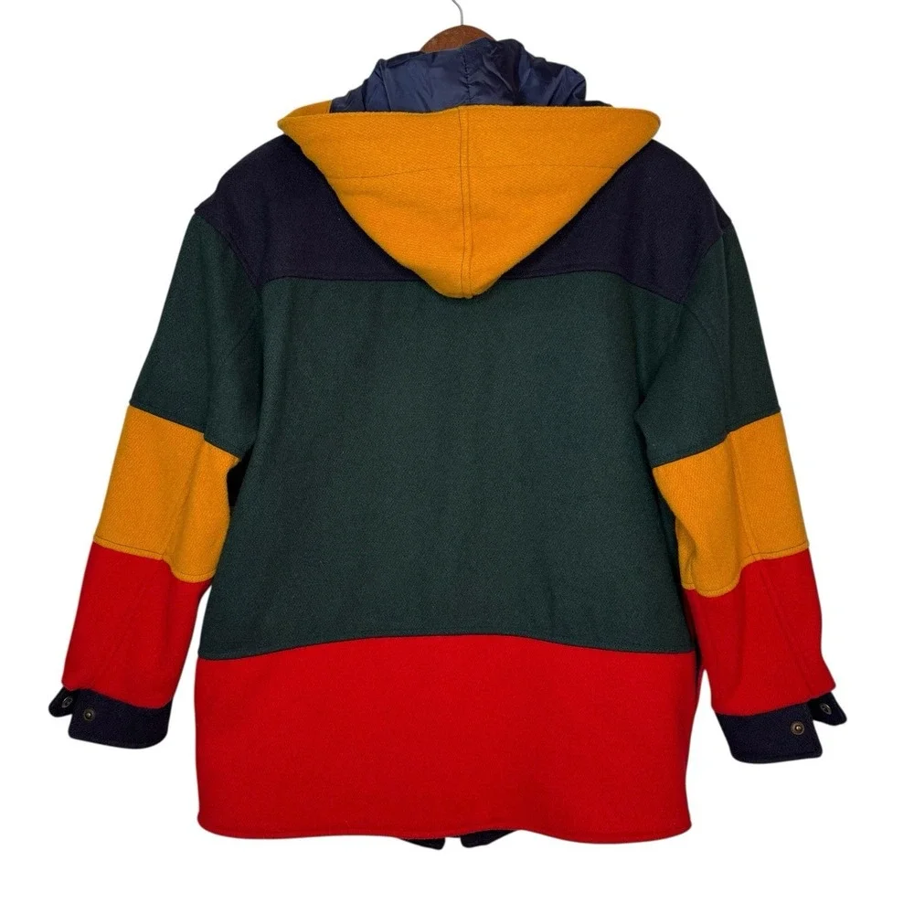 Vintage 90s Bebe Furrina‎ Jacket Mens S Wool Primary Color Block Outerwear